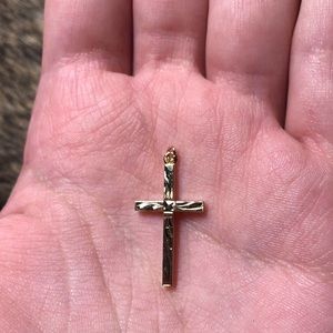 Vintage Princess Pride Collection 14k GF diamond cut minimalist cross pendant